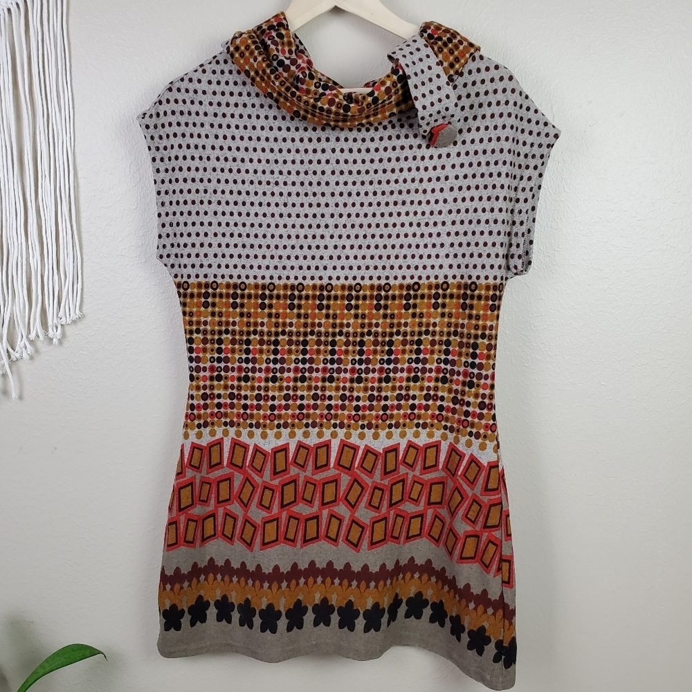 ANTHRO Aryeh geometric Mod Cowl Neck Tunic L